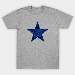 Leopard Print Pattern Star in Blue and Black T-Shirt